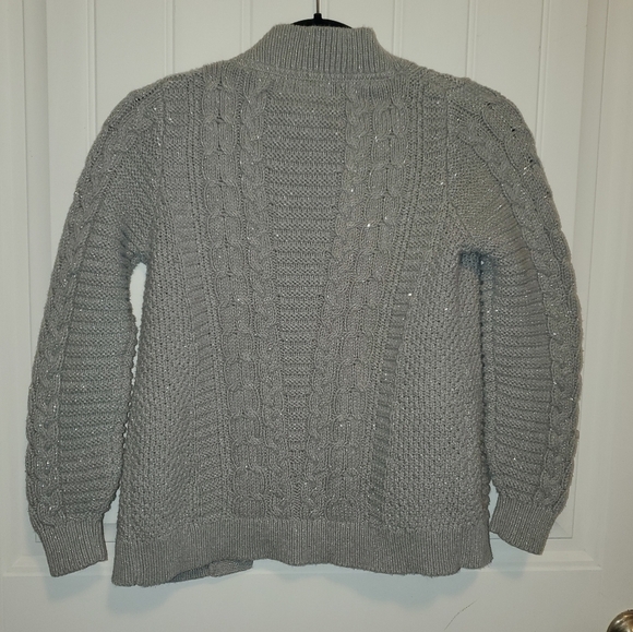 Tommy Bahama Girls open front silver sparkle cardigan size M10-12 - Picture 4 of 5